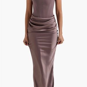House of CB. SMOKE STRAPLESS CORSET MAXI DRESS